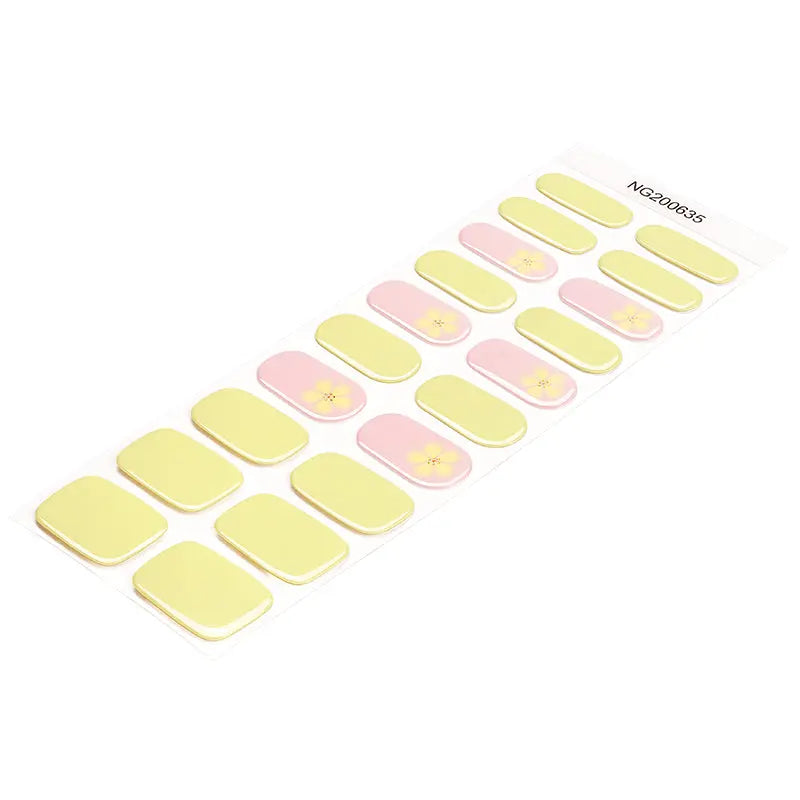 Wholesale Gel Nail Stickers with Yellow Flower Design Custom Floral Nail Wraps for Brands HUIZI