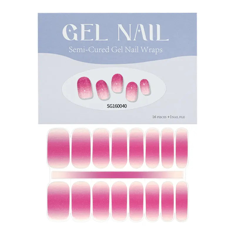 Wholesale Gel Nail Wraps Collection Pink Gradient Glitter Nail Design - Huizi HUIZI