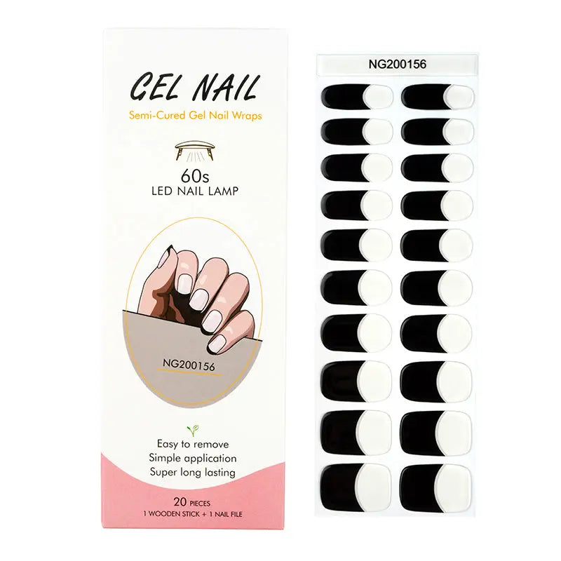Wholesale Gel Nail Wraps Custom Black French Nails - Huizi HUIZI