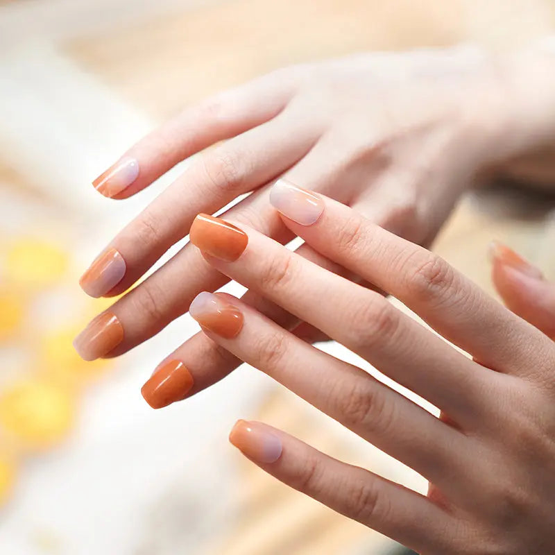 Wholesale Gel Nail Wraps Custom Blue Orange Marble Manicure - Huizi HUIZI