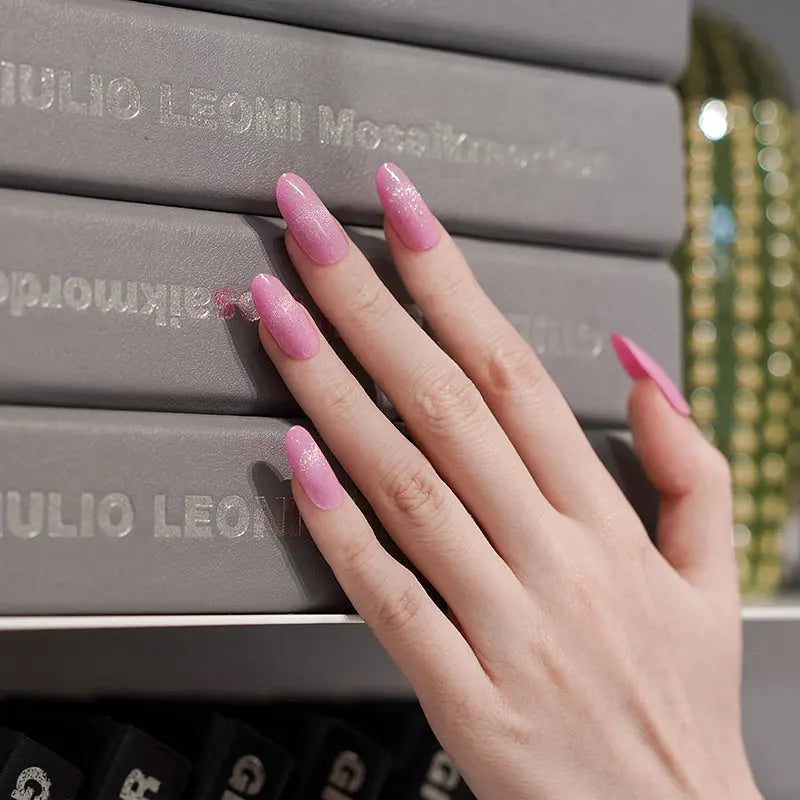 Wholesale Gel Nail Wraps In Various Designs Custom Pink Cat-Eye Nails - Huizi HUIZI