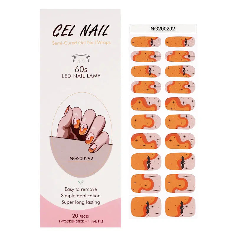 Wholesale Gel Nail Wraps Neon Orange Halloween Nailscustom - Huizi HUIZI