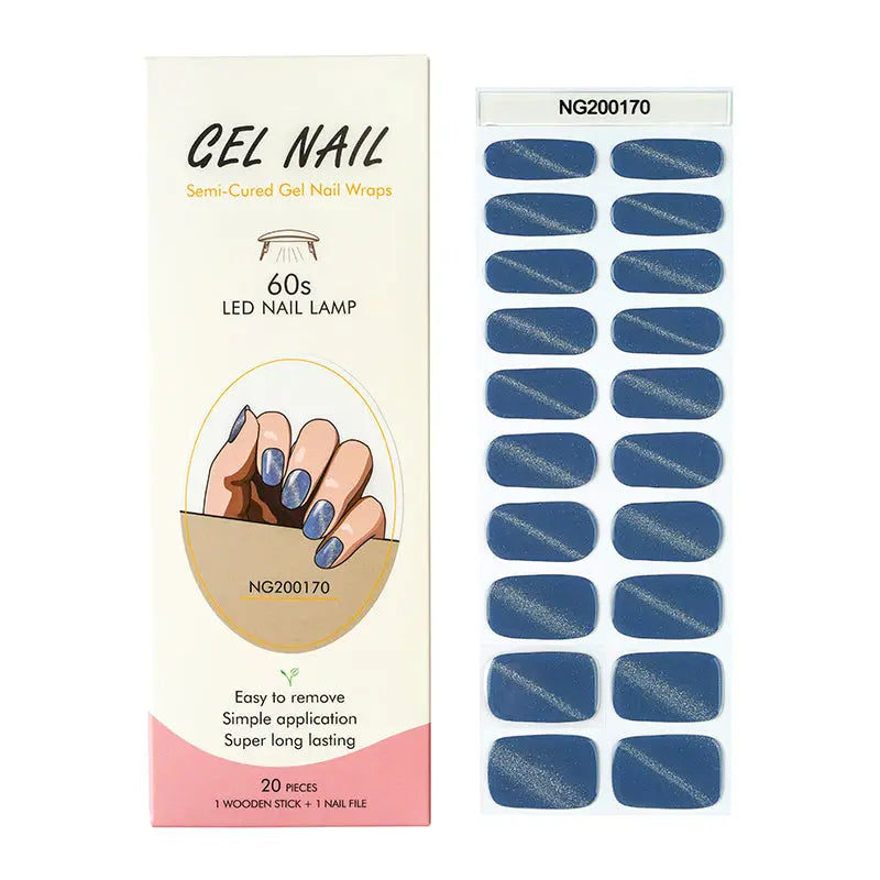 Wholesale Gel Nail Wraps With An Assortment Of Designs Custom Light Blue Cat-Eye Nails - Huizi HUIZI