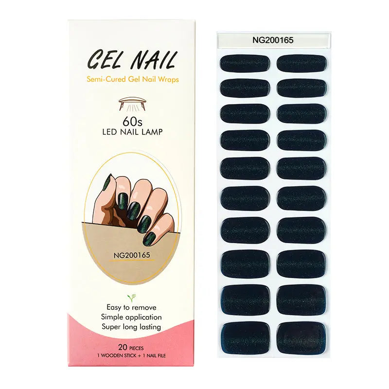 Wholesale Gel Nail Wraps With Countless Designs Custom Green Cat-Eye Manicure - Huizi HUIZI