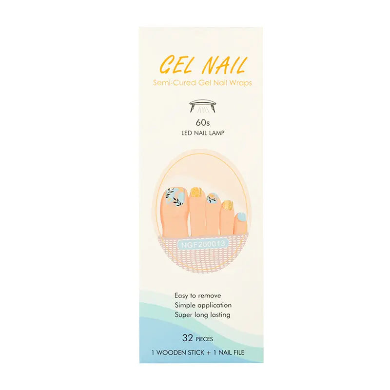 Wholesale Gel Toe Nail Wraps Custom Nail Wraps Manufacturer, Glitter, Blue Beach HUIZI