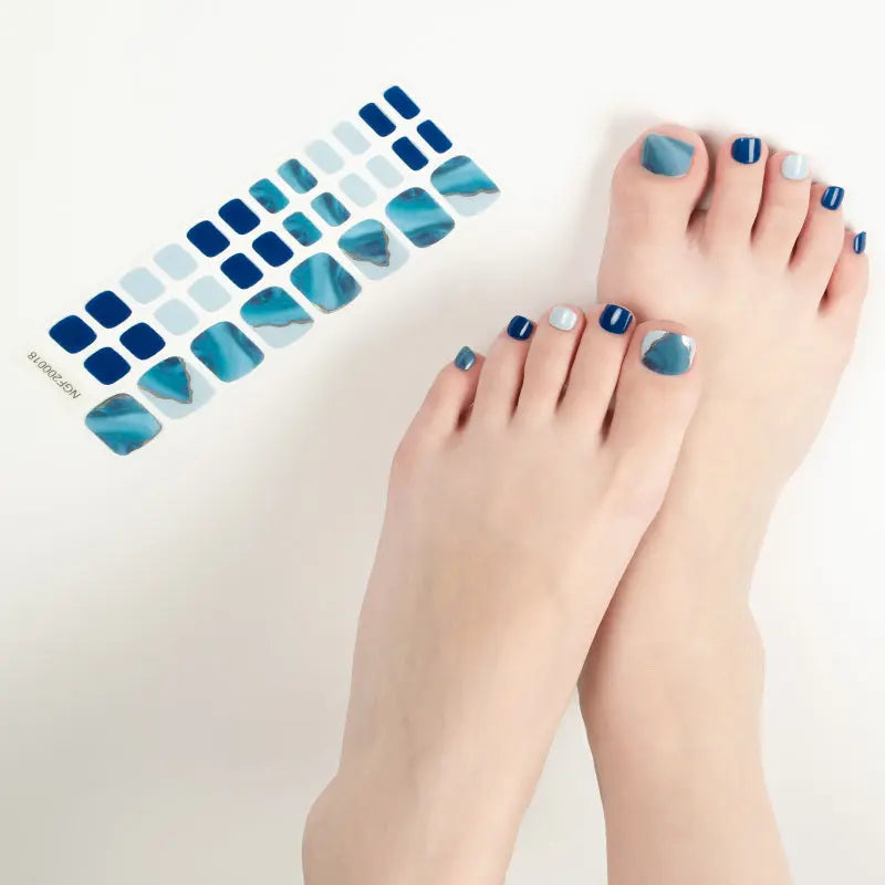 Wholesale Gel Toe Nail Wraps Custom Nail Wraps Manufacturer, Glitter, Blue Ocean HUIZI