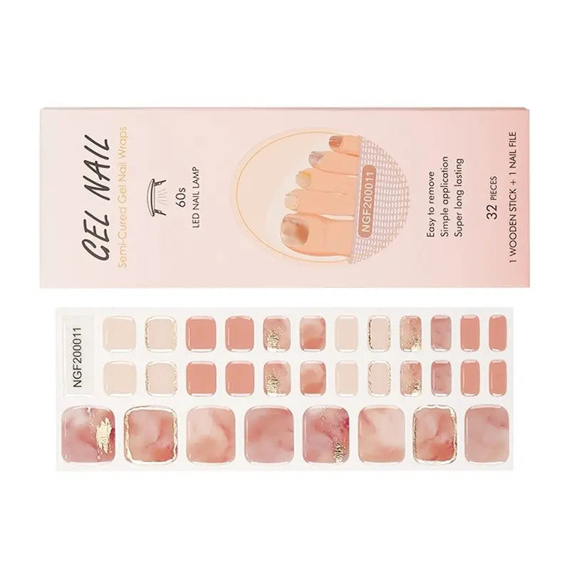 Wholesale Gel Toe Nail Wraps Custom Nail Wraps Manufacturer, Glitter, Dream Coral HUIZI