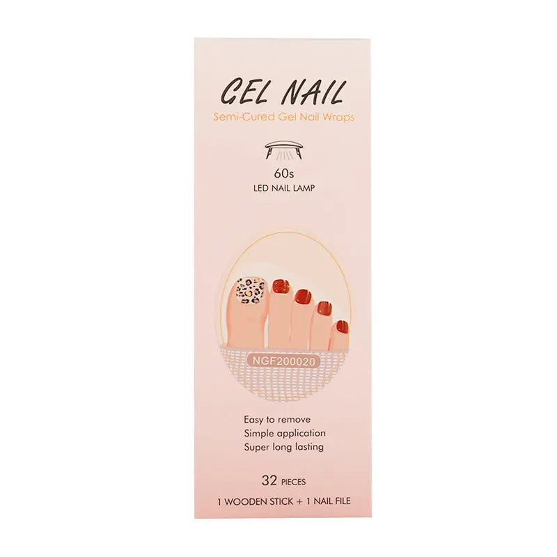 Wholesale Gel Toe Nail Wraps Custom Nail Wraps Manufacturer, Glitter, Pink Leopard Polka HUIZI