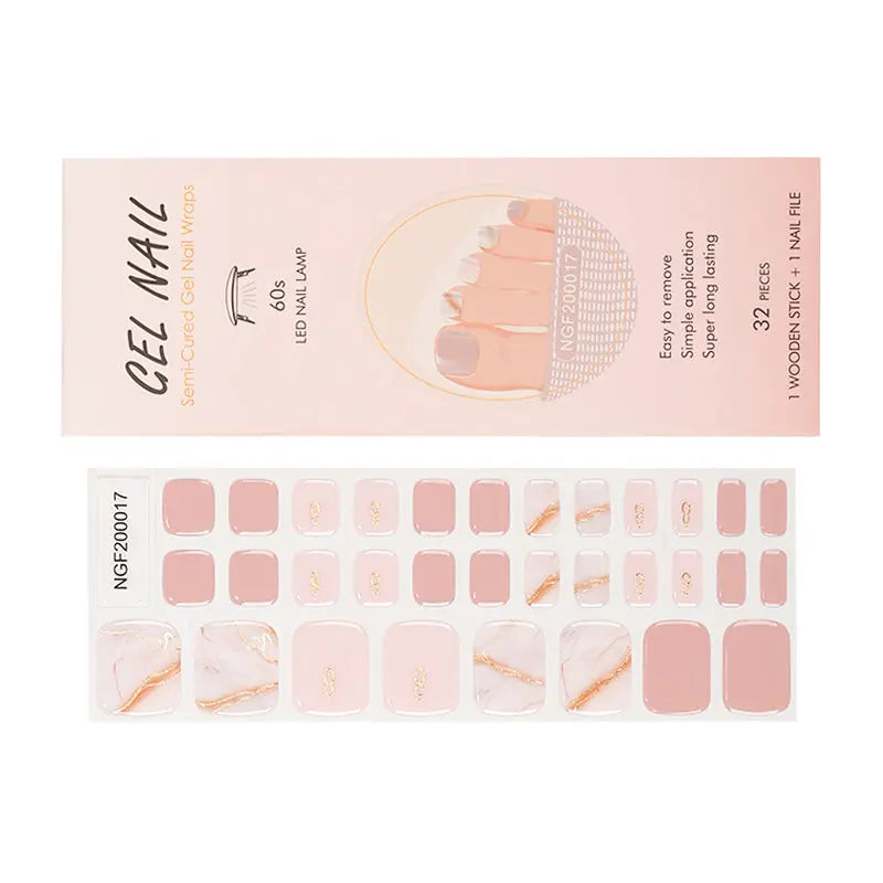 Wholesale Gel Toe Nail Wraps Custom Nail Wraps Manufacturer, Glitter, Pink Marble HUIZI