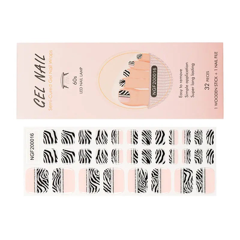 Wholesale Gel Toe Nail Wraps Custom Nail Wraps Manufacturer, Glitter, Zebra Stripes HUIZI