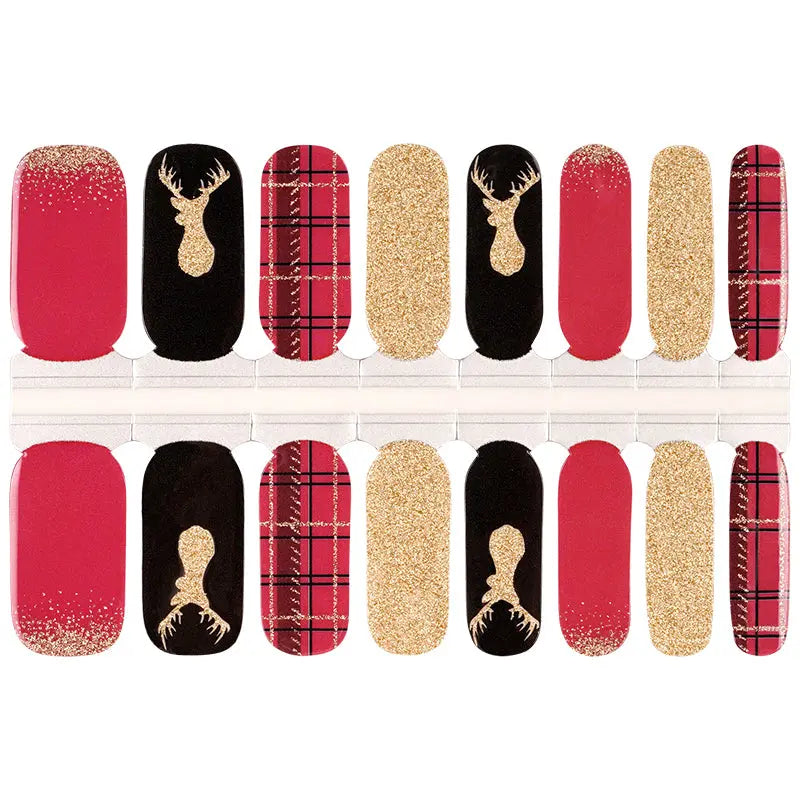 Wholesale Glitter Nails, Christmas Nail Designs, Christmas Moose HUIZI