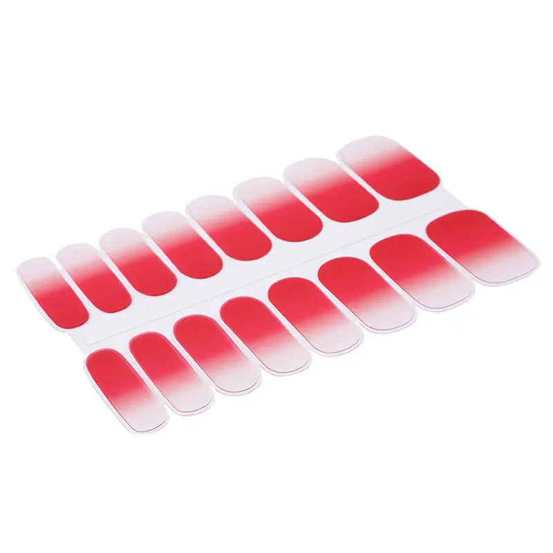 Wholesale Gradient Peach Pink Semi-Cured Nail Art Stickers For 16 Nails HUIZI