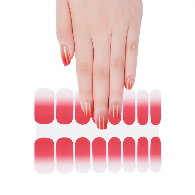 Wholesale Gradient Peach Pink Semi-Cured Nail Art Stickers For 16 Nails HUIZI