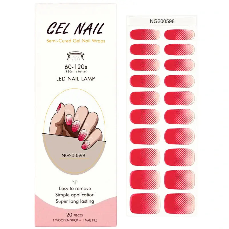 Wholesale Gradient Polka-Dot Gel Nail Stickers Custom Red Gel Nail Strips HUIZI