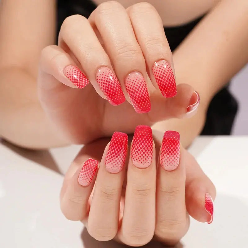 Wholesale Gradient Polka-Dot Gel Nail Stickers Custom Red Gel Nail Strips HUIZI