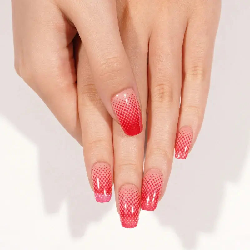 Wholesale Gradient Polka-Dot Gel Nail Stickers Custom Red Gel Nail Strips HUIZI