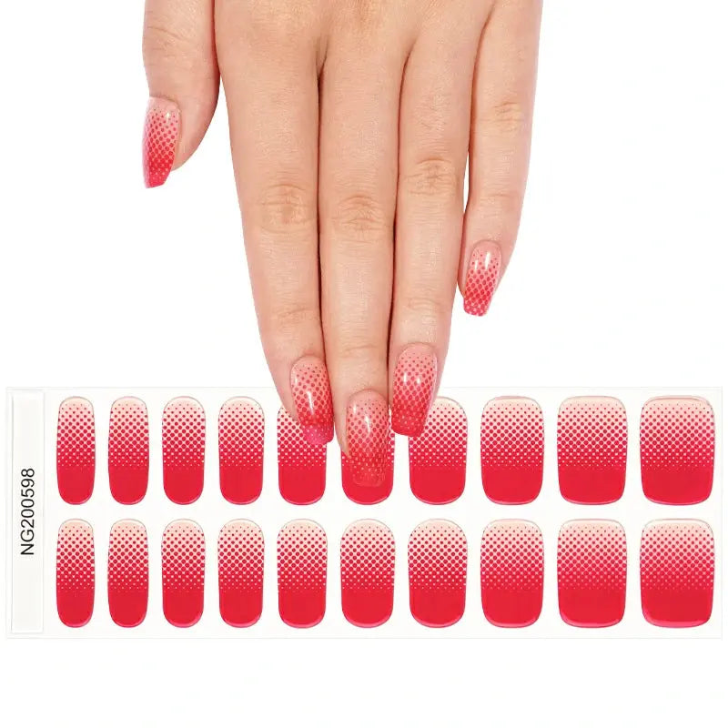 Wholesale Gradient Polka-Dot Gel Nail Stickers Custom Red Gel Nail Strips HUIZI