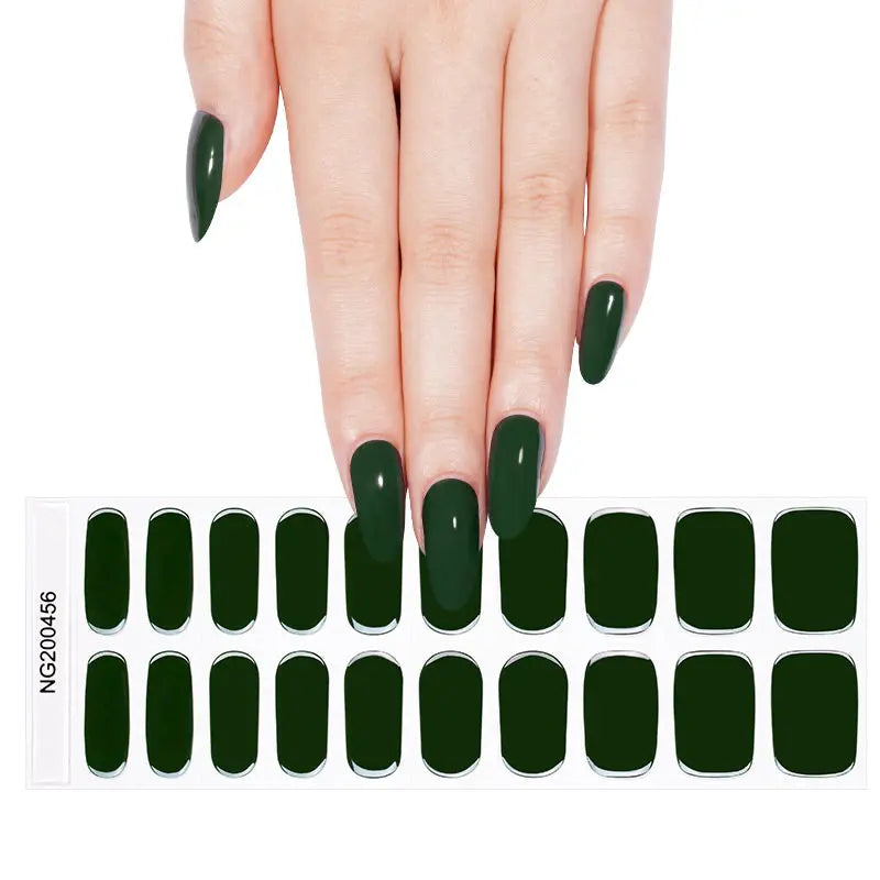 Wholesale Green Gel Nail Strips Custom Solid Gel Nail Designs HUIZI