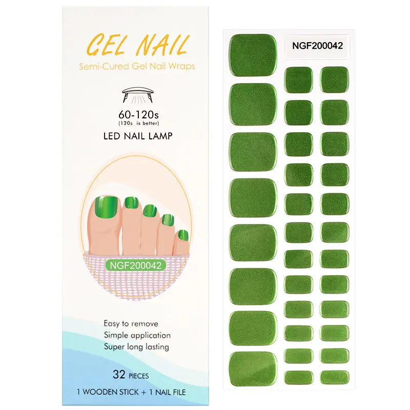 Wholesale Green Gel Toe Nail Strips Custom Mirrow Gel Toe Nail Wraps HUIZI