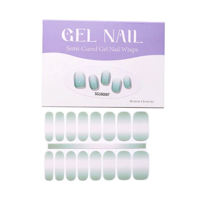 Wholesale Green Ombre Gel Nail Wraps Custom Nail Designs HUIZI