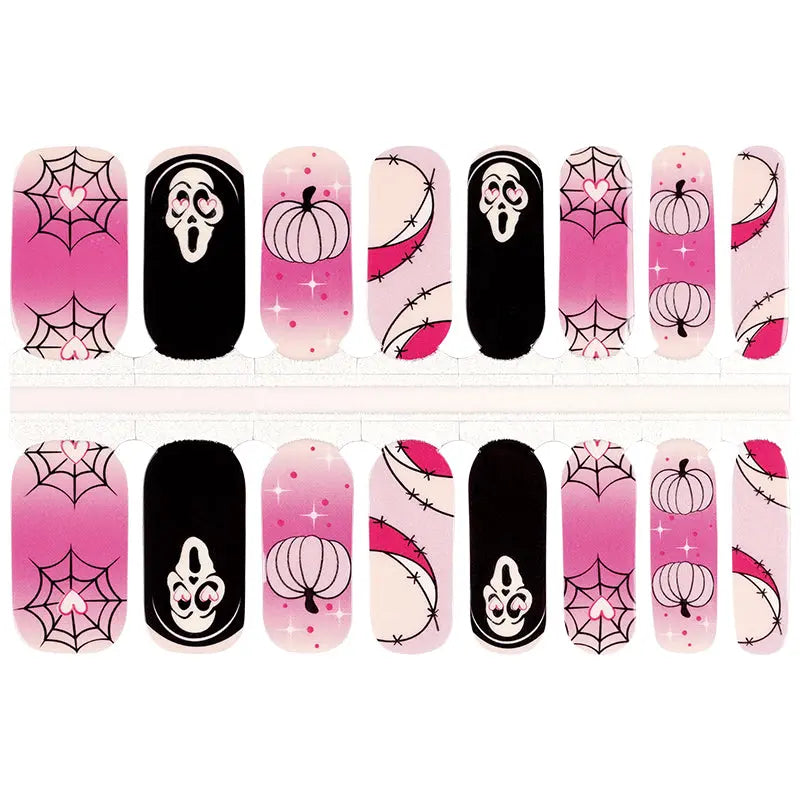 Wholesale Halloween Fake Nails Long Coffin False Nails Custom Skull Ghost French Tips HUIZI