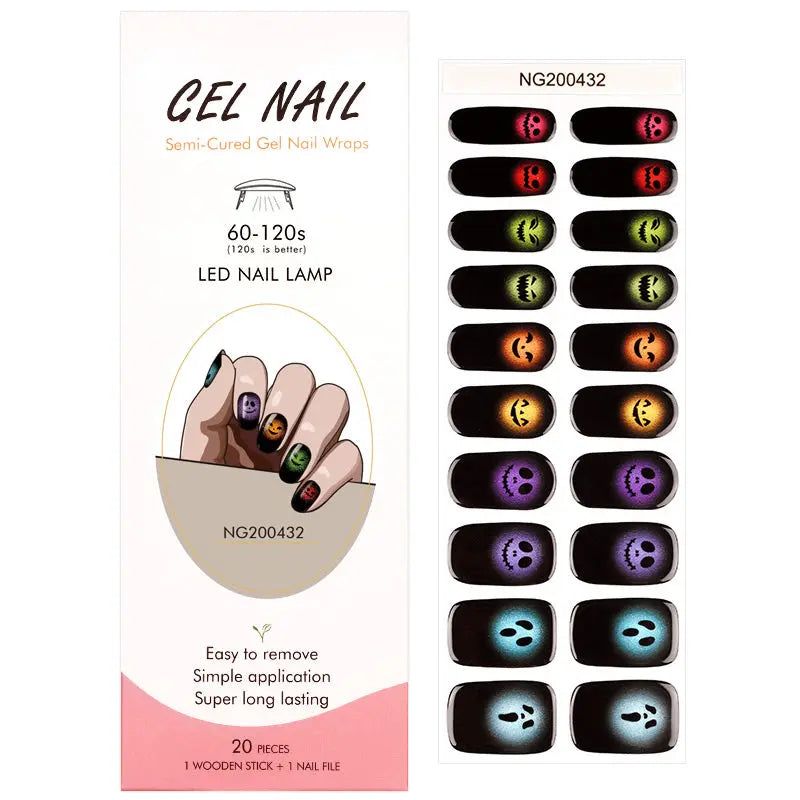 Wholesale Halloween Gel Nail Sticker Custom Demon Gel Nail Strips HUIZI