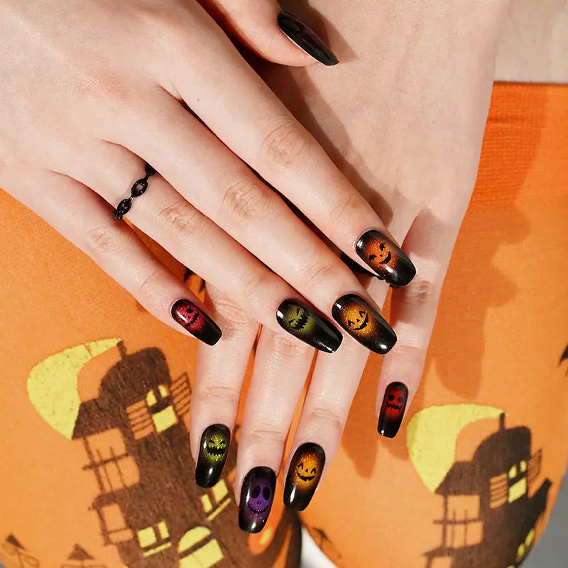 Wholesale Halloween Gel Nail Sticker Custom Demon Gel Nail Strips HUIZI