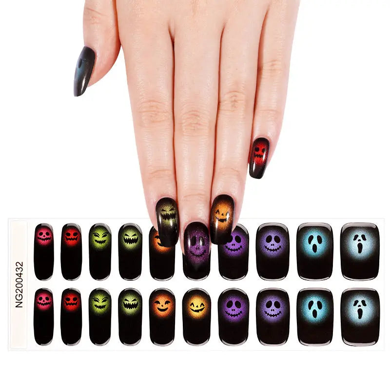 Wholesale Halloween Gel Nail Sticker Custom Demon Gel Nail Strips HUIZI