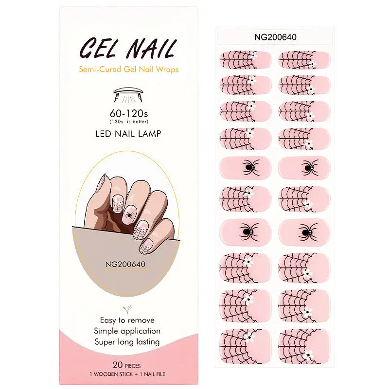 Wholesale Halloween Gel Nail Stickers Customizable French Nail Wraps for Brands HUIZI