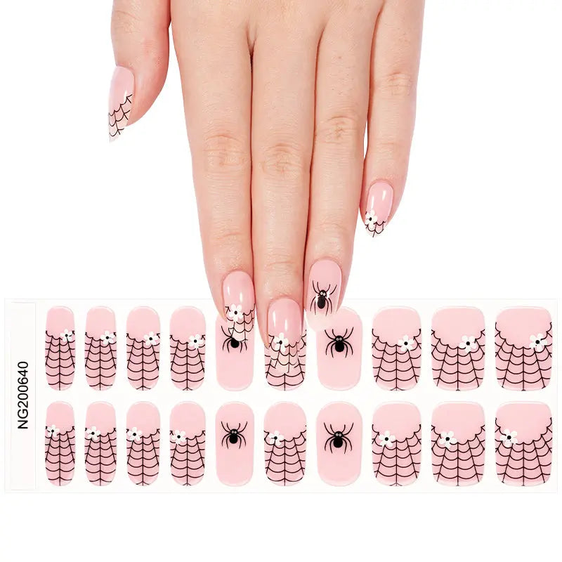 Wholesale Halloween Gel Nail Stickers Customizable French Nail Wraps for Brands HUIZI