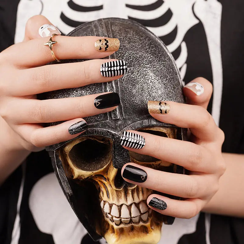 Wholesale Halloween Nail Designs, Cobwebs And Ghosts Nails HUIZI