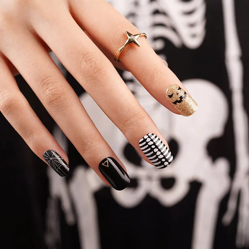 Wholesale Halloween Nail Designs, Cobwebs And Ghosts Nails HUIZI