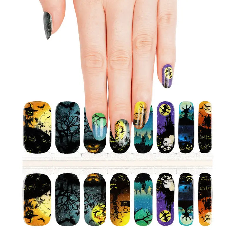 Wholesale Halloween Night Nail Stickers Custom Ghastly Nail Designs HUIZI