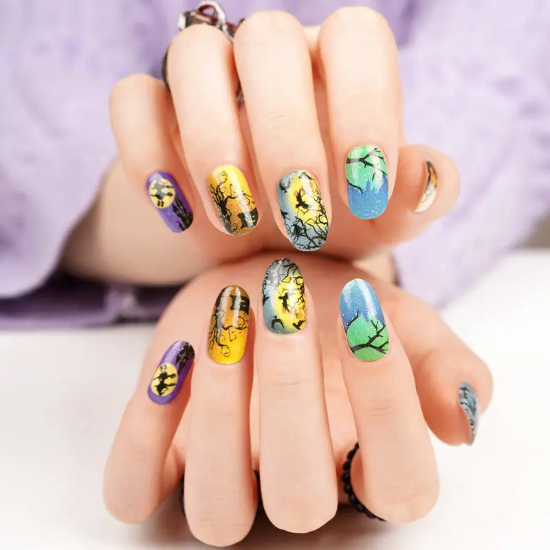 Wholesale Halloween Night Nail Stickers Custom Ghastly Nail Designs HUIZI