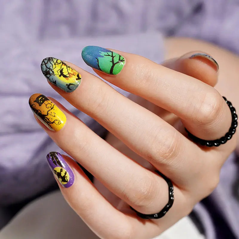 Wholesale Halloween Night Nail Stickers Custom Ghastly Nail Designs HUIZI