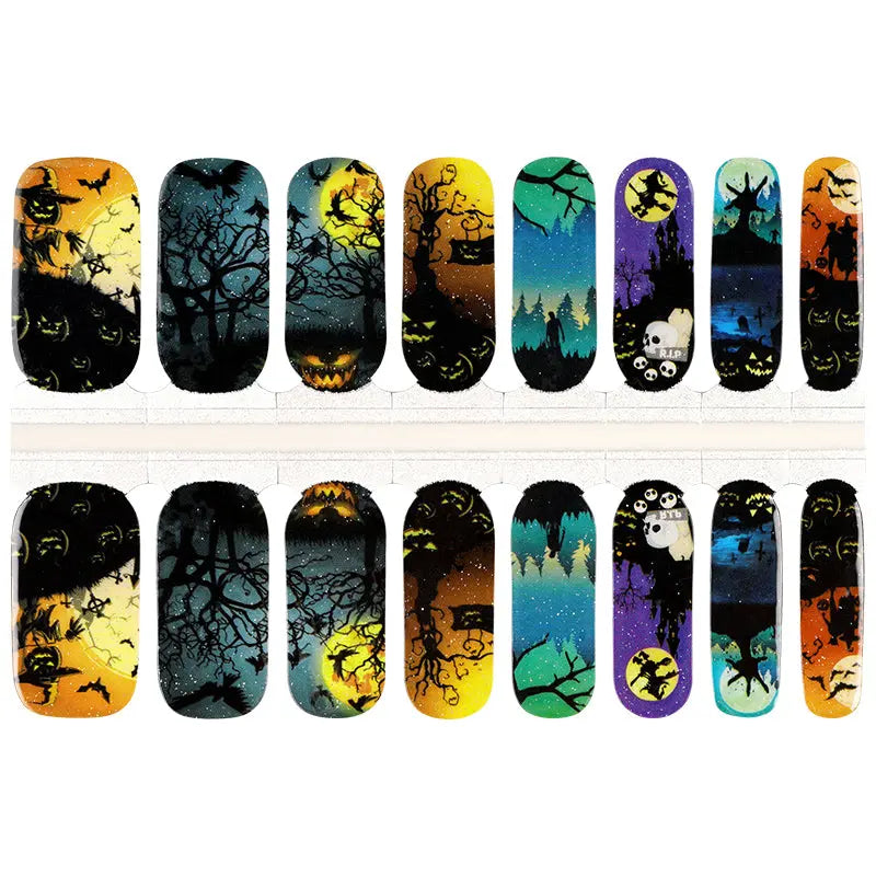 Wholesale Halloween Night Nail Stickers Custom Ghastly Nail Designs HUIZI