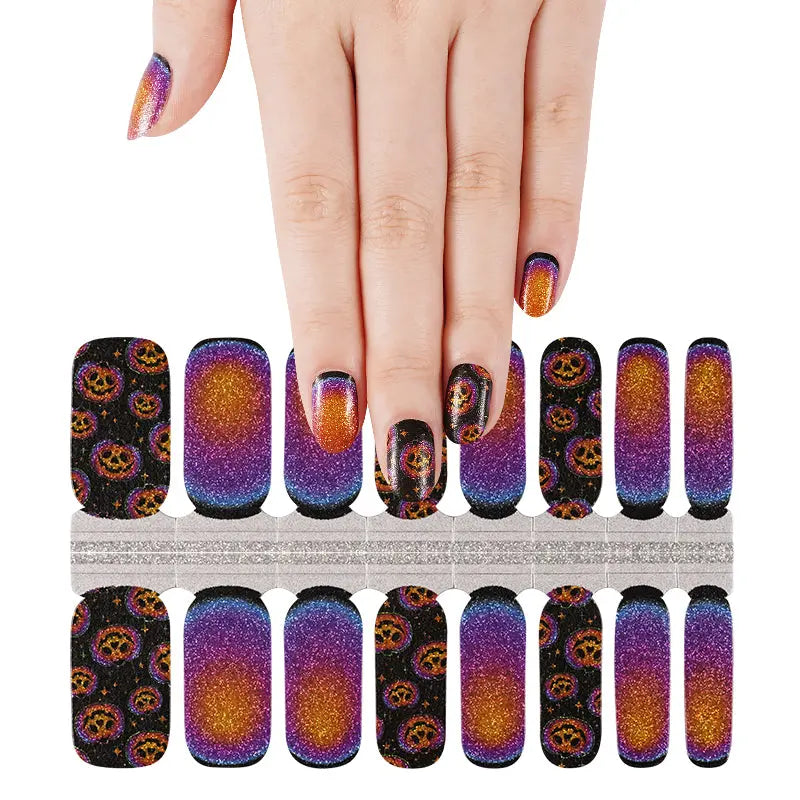 Wholesale Halloween Skull Cat Pumpkin Witchy Nail Polish Wraps Real Nail Polish - HUIZI HUIZI