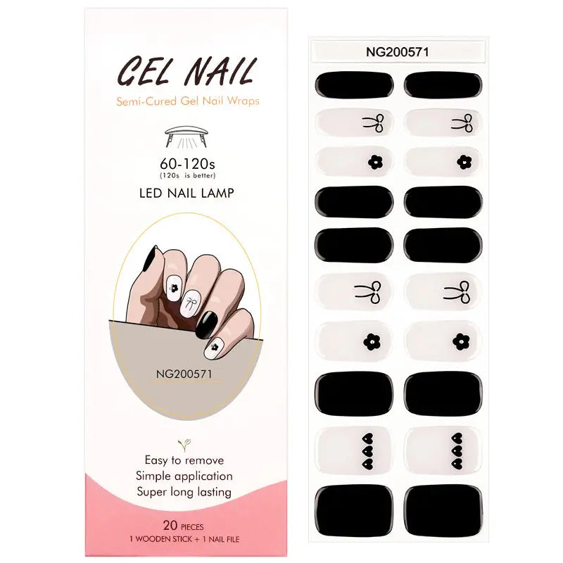 Wholesale Heart and Bowknot Pattern Gel Nail Strips Cute & Trendy Designs for Nail Salons and Brands HUIZI