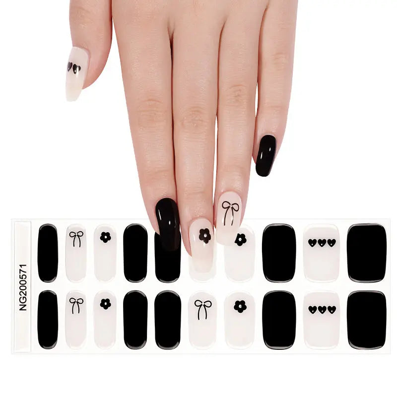 Wholesale Heart and Bowknot Pattern Gel Nail Strips Cute & Trendy Designs for Nail Salons and Brands HUIZI