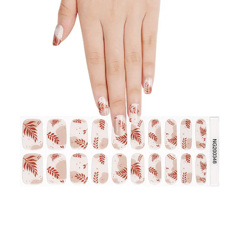 Wholesale Leaf Gel Nail Strips Custom Fall Nail Designs HUIZI