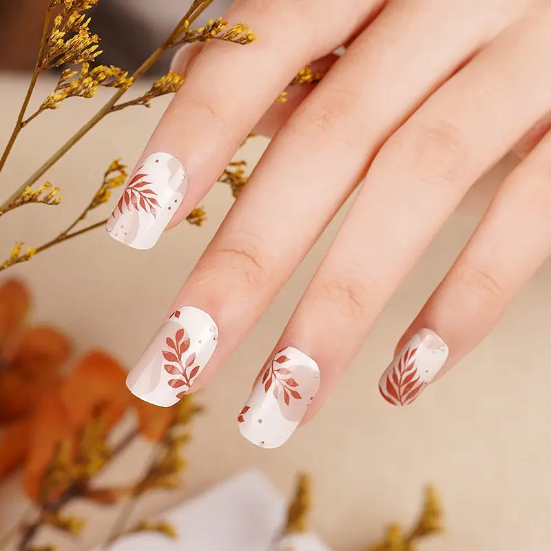 Wholesale Leaf Gel Nail Strips Custom Fall Nail Designs HUIZI