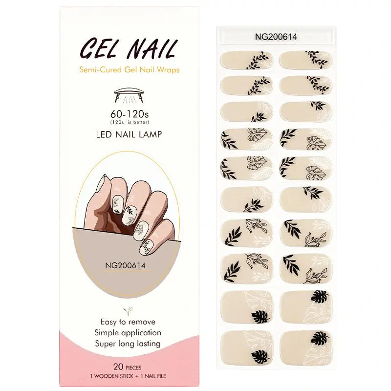 Wholesale Leaves Gel Nail Stickers Custom Gel Nail Strip Suppliers HUIZI
