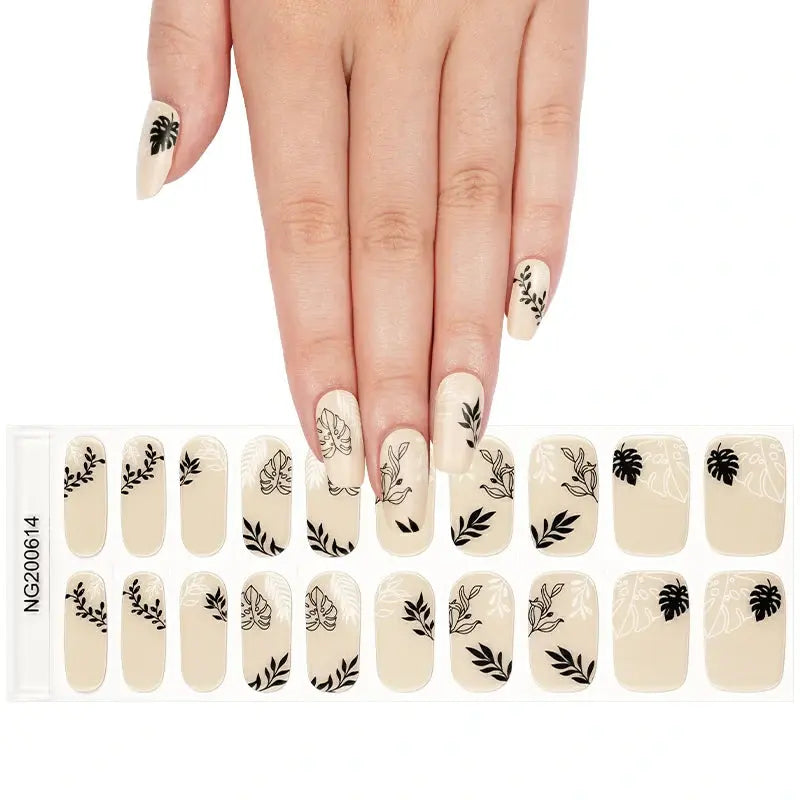 Wholesale Leaves Gel Nail Stickers Custom Gel Nail Strip Suppliers HUIZI