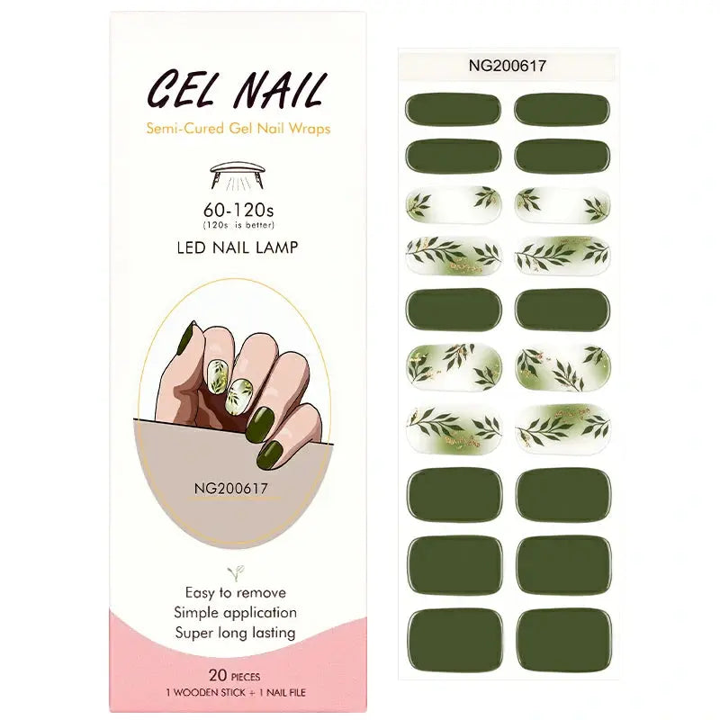 Wholesale Leaves Gel Nail Stickers Custom Gel Nail Wrap Suppliers HUIZI
