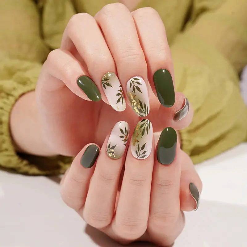 Wholesale Leaves Gel Nail Stickers Custom Gel Nail Wrap Suppliers HUIZI