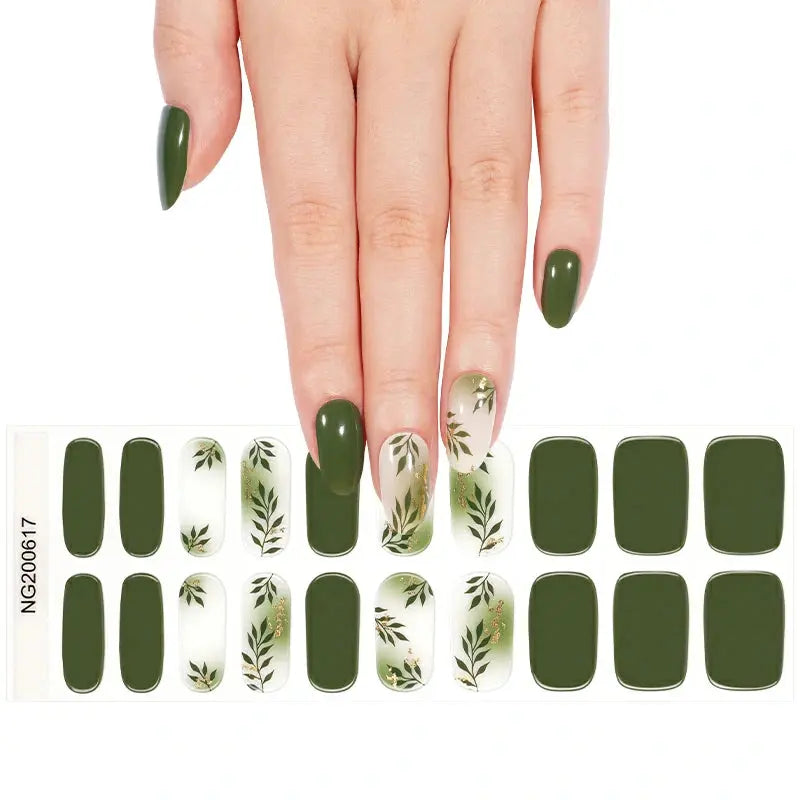 Wholesale Leaves Gel Nail Stickers Custom Gel Nail Wrap Suppliers HUIZI