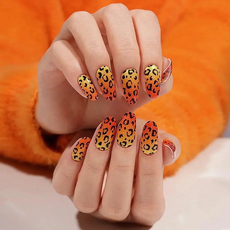 Wholesale Leopard Print Gel Nail Stickers Custom Gel Nail Wrap Suppliers HUIZI