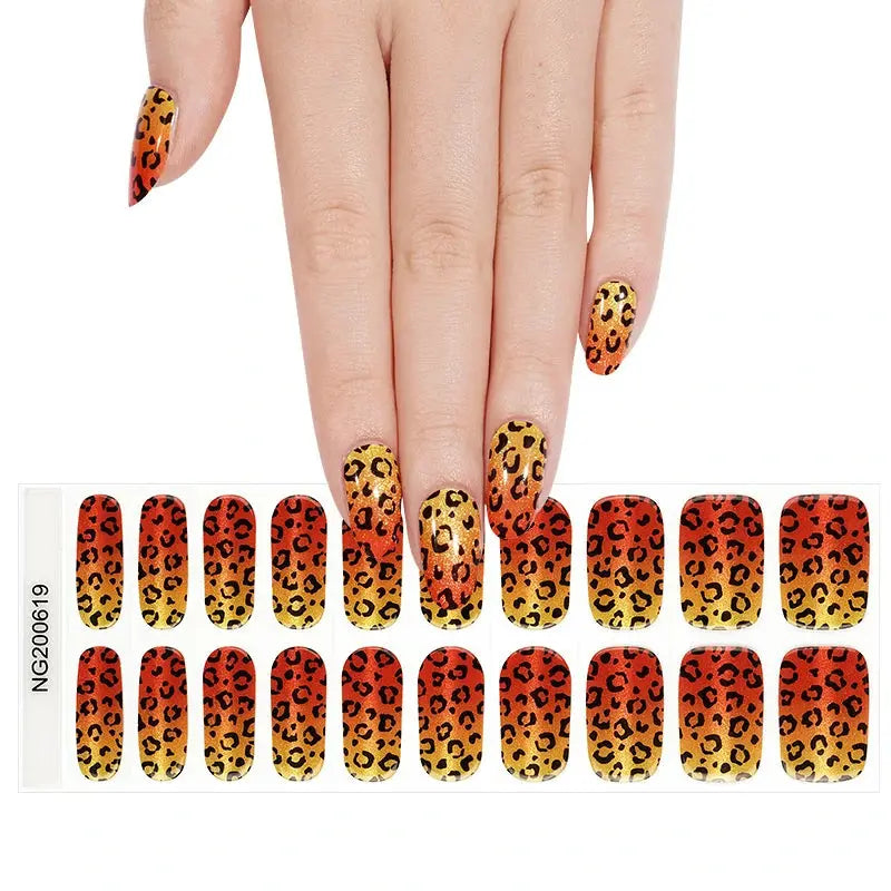 Wholesale Leopard Print Gel Nail Stickers Custom Gel Nail Wrap Suppliers HUIZI