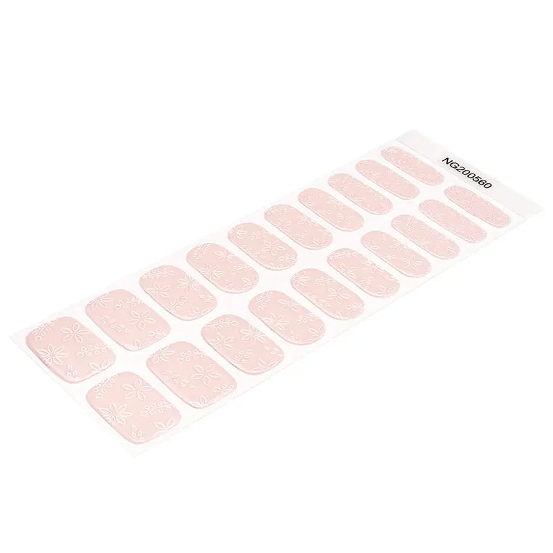 Wholesale Light Pink Gel Nail Stickers with Floral Patterns HUIZI