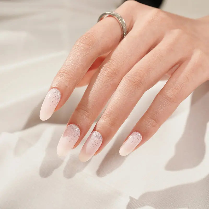 Wholesale Light Pink Glitter Gradient gel Nail Stickers HUIZI